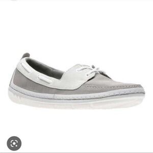 Shades Of Grey & White Boat Style Shoes Size 10 Nautical